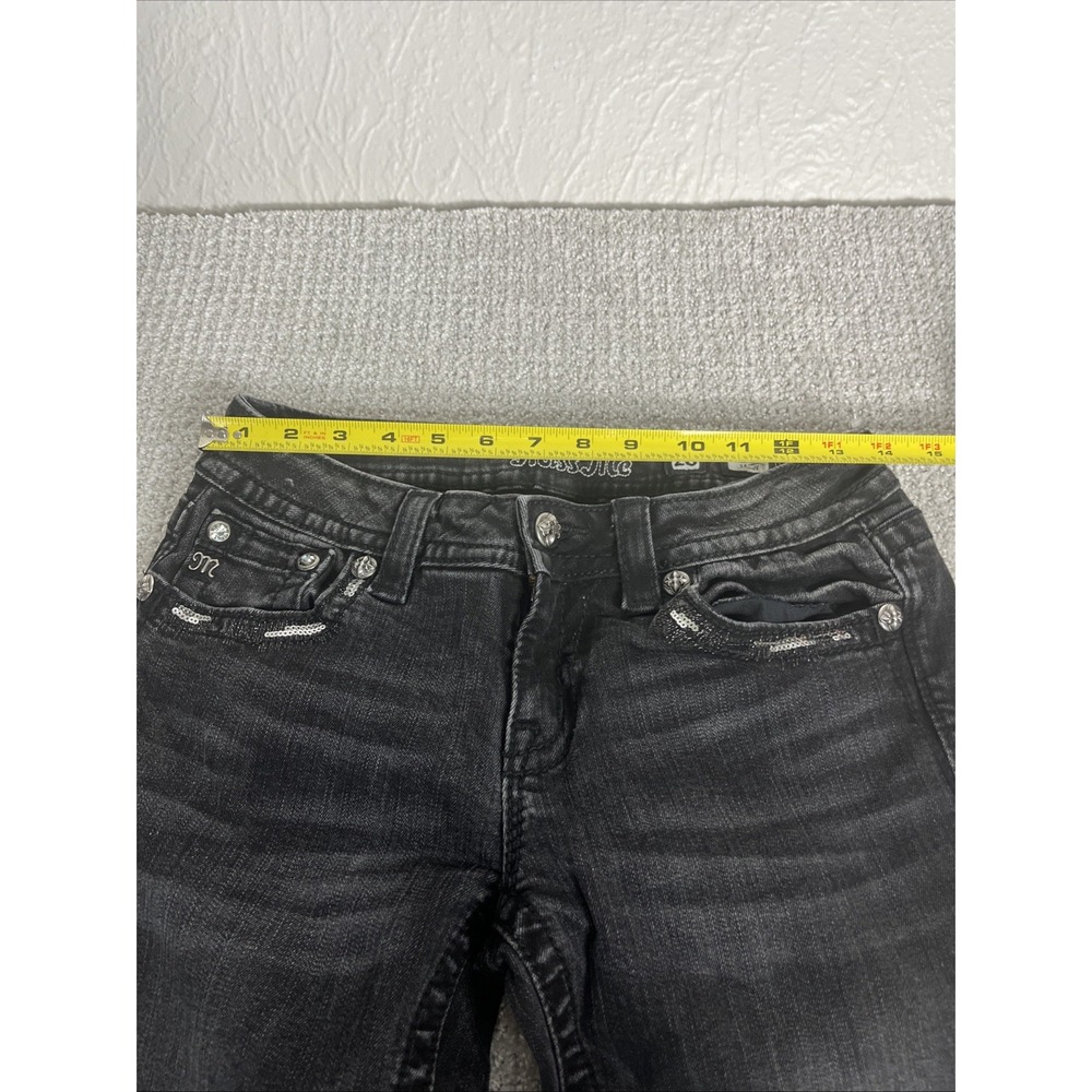 Miss Me Jeans Womens 28x30 Black Signature Skinny Embellished Pockets Bling - Picture 10 of 13